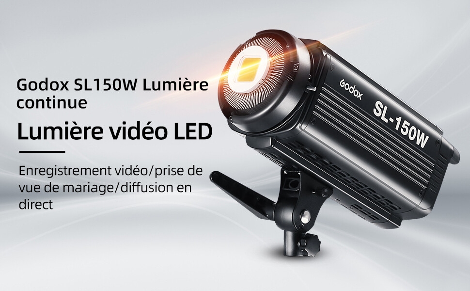 GODOX SL150W Torche Vidéo LED 150W 5600K Haute Puissance avec Bowens  Monture pour Photo Studio Photographie Video Recording : :  High-Tech