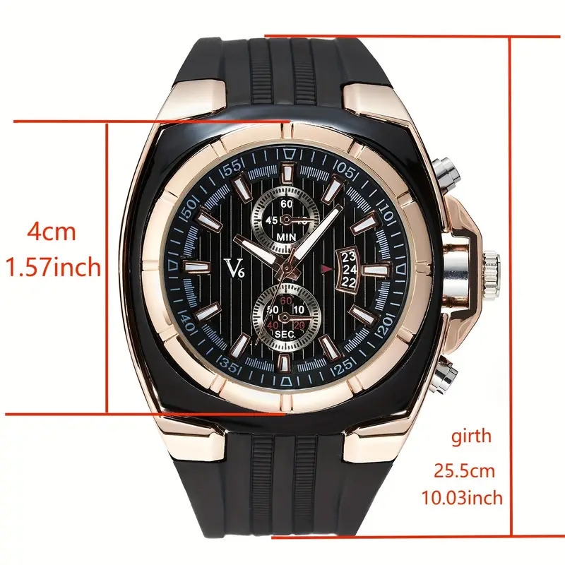 round pointer quartz watch three time zone analog sports electronic wristwatch with silicone watch strap for women men details 3