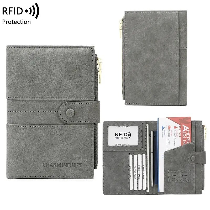 new id bag anti theft rfid passport clip zipper buckle certificate holder multi functional travel passport bag ticket holder 0