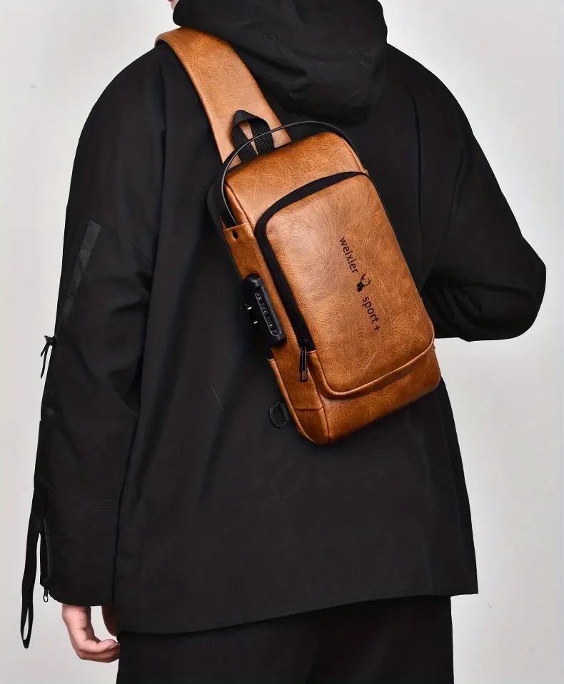 weixier man bag single shoulder shoulder shoulder bag multi function sports slanting chest backpack usb charging port anti theft chest bag details 14