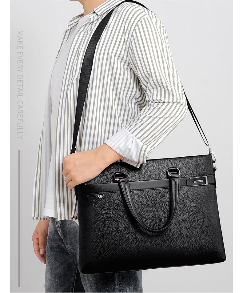 Factory Wholesale PU Leather Adjustable Strap Men Briefcase Hot sale vintage Western European men laptop briefcase
