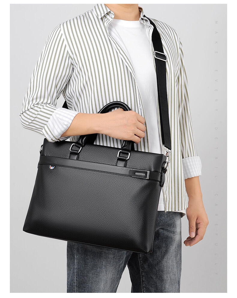 Factory Wholesale PU Leather Adjustable Strap Men Briefcase Hot sale vintage Western European men laptop briefcase