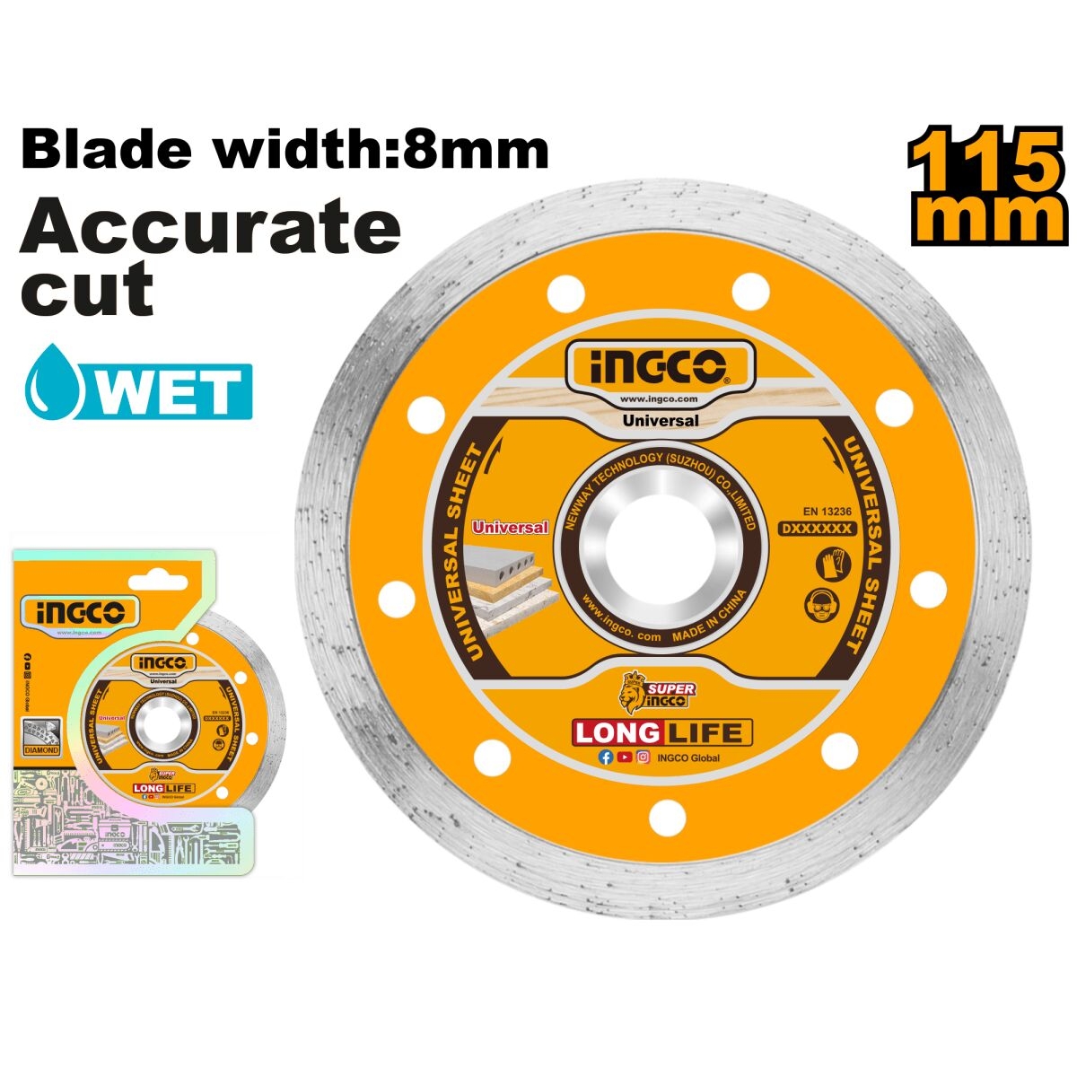 Disco Diamantado Liso 4-1/2X22.2Mm INGCO DMD021152