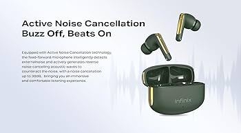 Infinix Buds Nc XE28 : écouteurs Bluetooth, appels et son clairs avec 4  microphones, réduction du bruit ENC, longue durée de vie de la batterie 35  heures, écouteurs sans fil, étanche IPX4,