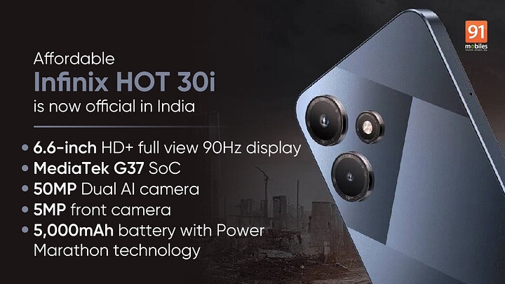 Infinix Hot 30i - Price in India, Full Specs (23rd October 2023) -  91mobiles.com