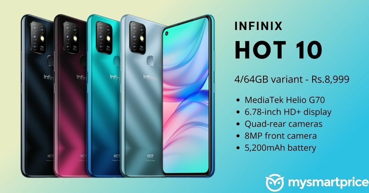 Infinix Hot 10 variant with 4GB RAM, 64GB storage launched in India: Price,  specifications - MySmartPrice