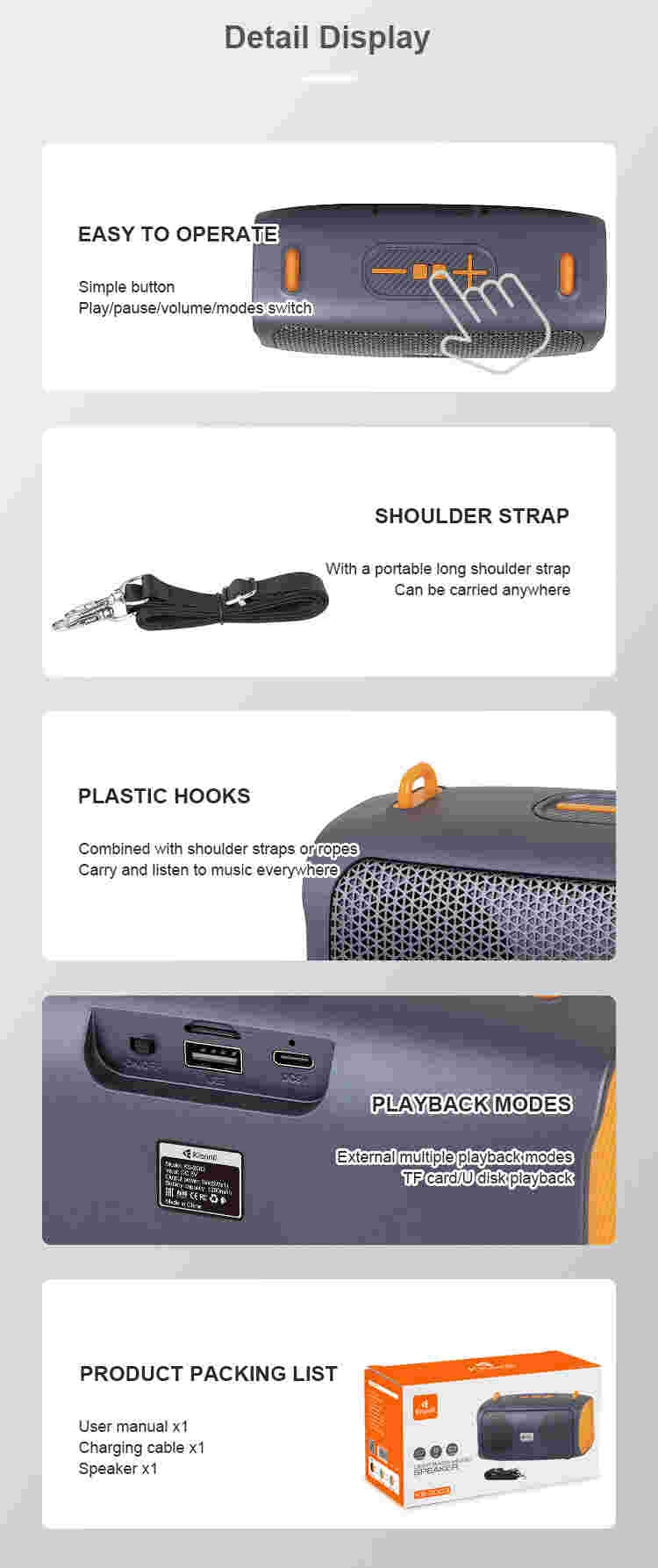 Kisonli KS-2003 guangzhou blue tooth radio portable blue tooth speaker brands