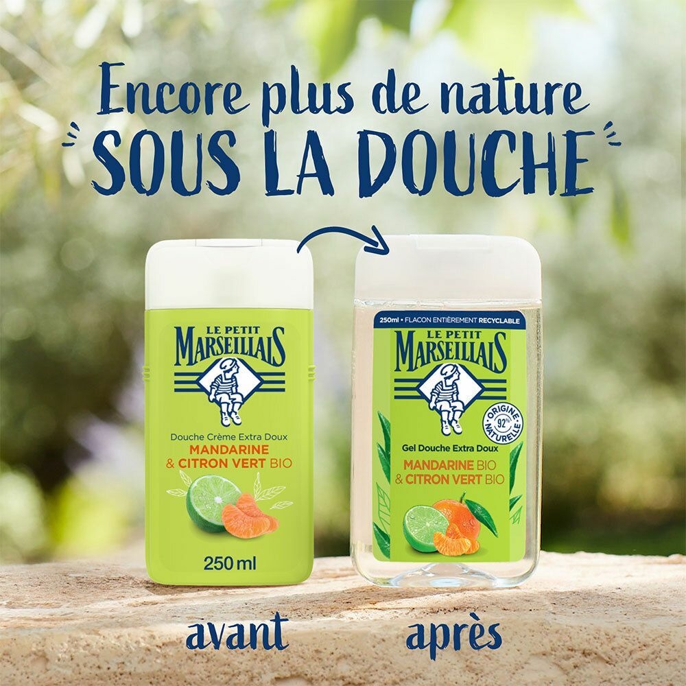 Le Petit Marseillais Gel Douche & Bain Extra Doux, Mandarine Bio & Citron  Vert Bio, 250 ml 250 ml - Redcare Pharmacie