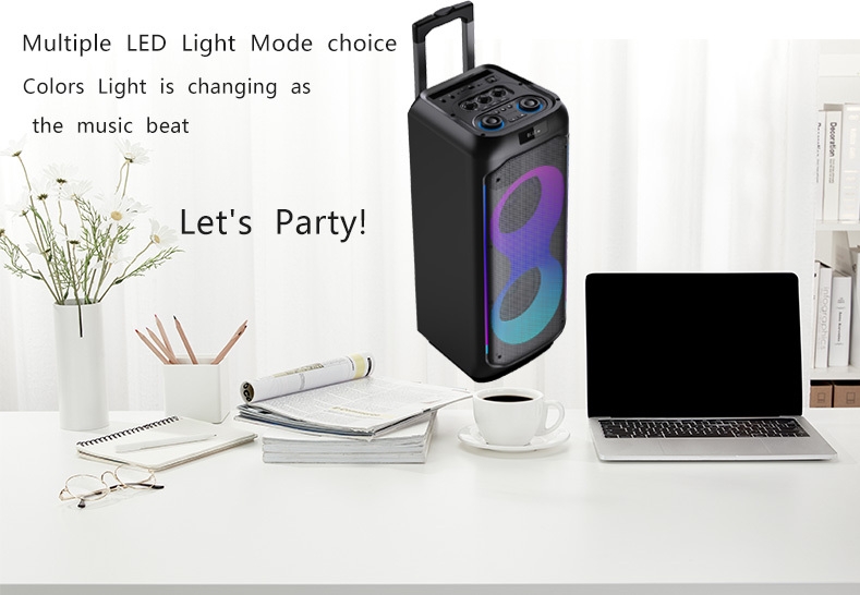 Double enceinte portable de karaoké pour cinéma maison, 6,5 pouces, rechargeable, avec LED RVB, microphone intégré, sans fil, pour téléphone portable