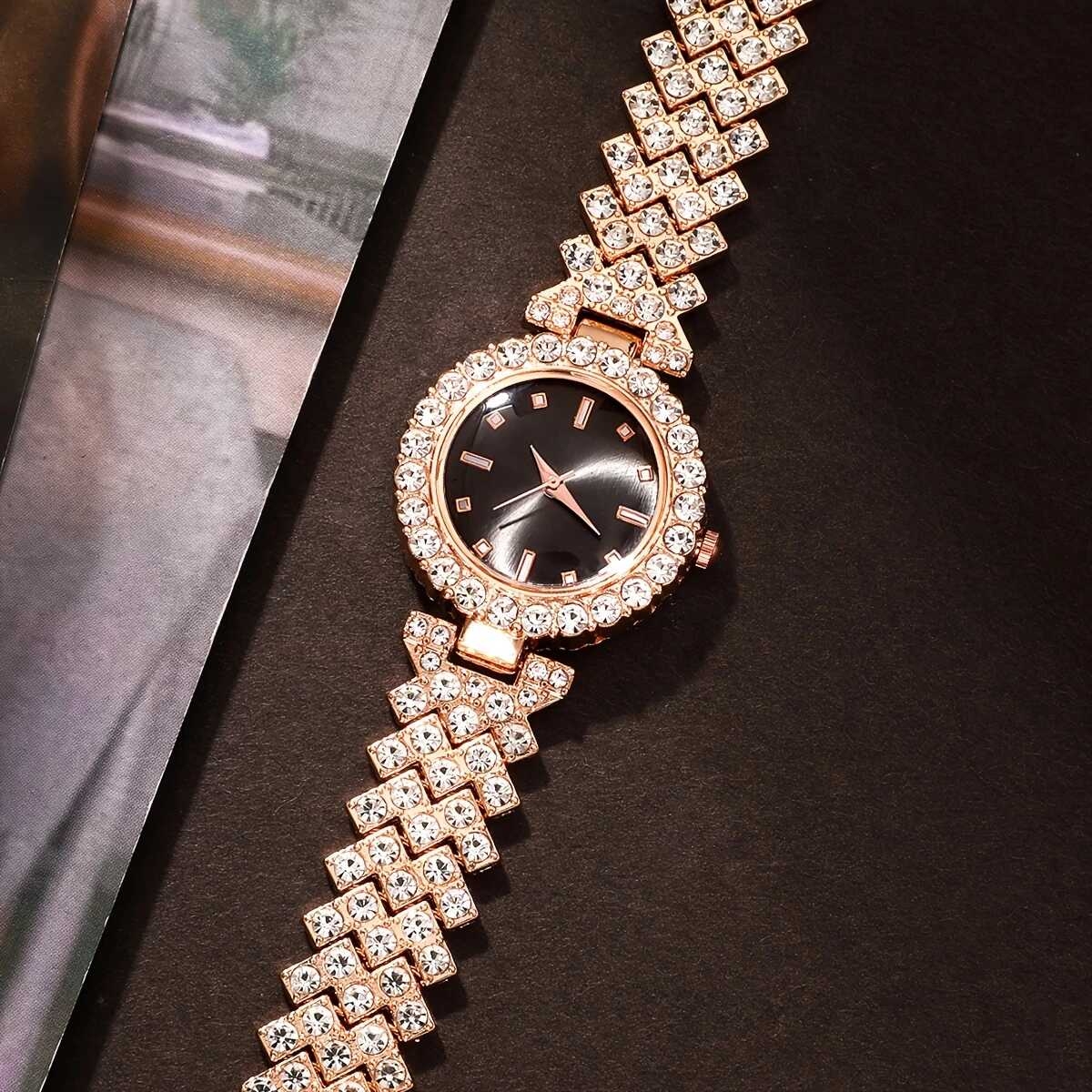 5pcs set womens fashion retro quartz watches crystal jewelry set details 4