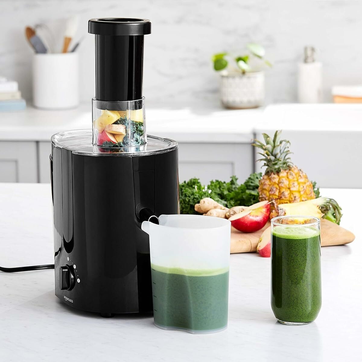 $9/mo - Finance Amazon Basics Wide-Mouth, 2-Speed Centrifugal Juicer with  Juice Jug and Pulp Container, Black - Buy Now, Pay Later