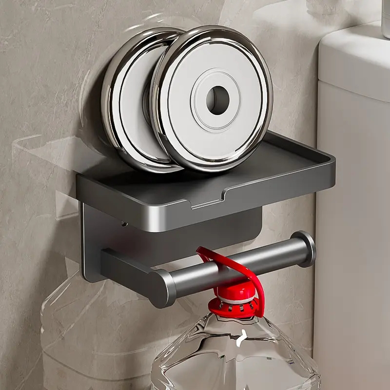 1pc punch free toilet paper holder toilet paper roll holder wall mounted toilet paper holder bathroom paper holder with mobile phone holder self   wall holder bathroom accessories details 1