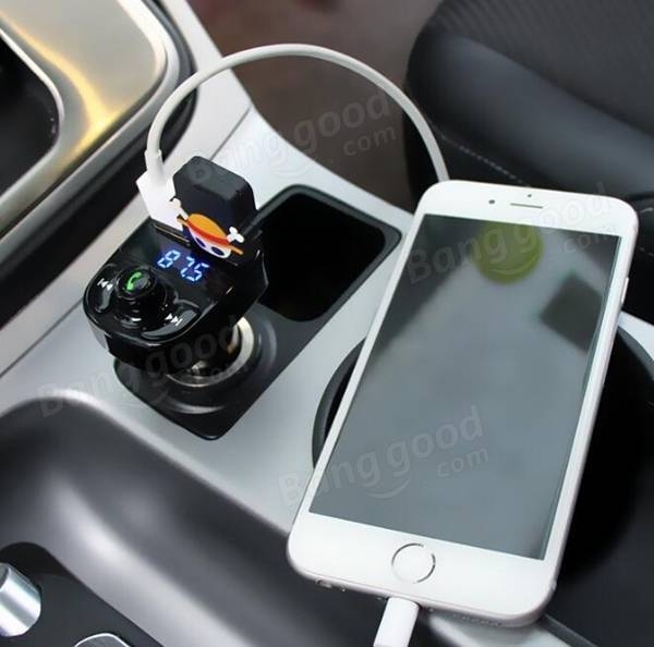 HY-82 Car Bluetooth mains libres FM launcher voiture MP3 double chargeur voiture USB