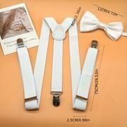 2pcs Ensemble nœud papillon décontracté uni pour hommes + bretelles, accessoires de vêtements pour hommes, choix idéal pour les cadeaux détails 0