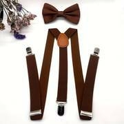 2pcs Ensemble nœud papillon décontracté uni pour hommes + bretelles, accessoires de vêtements pour hommes, choix idéal pour les cadeaux détails 6