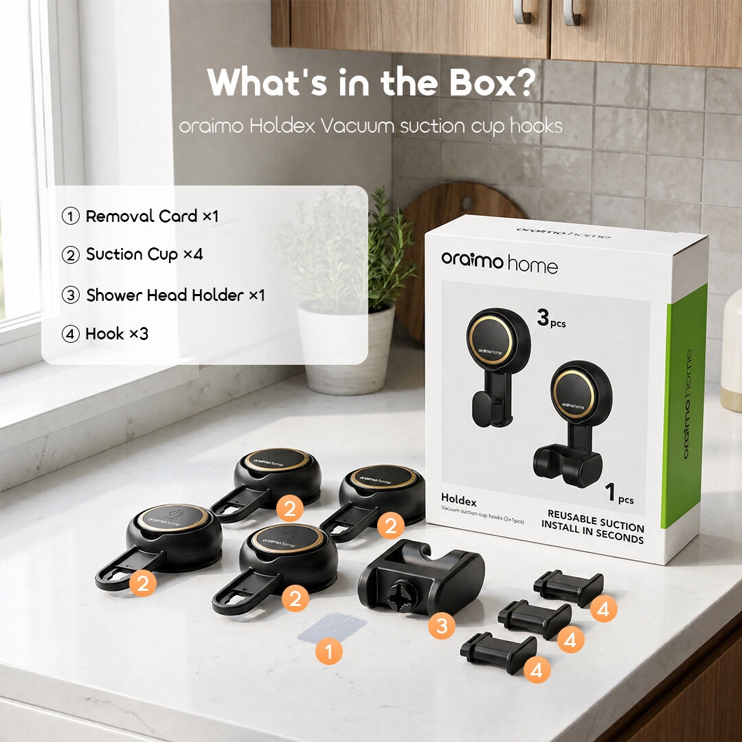 oraimo Vacuum Suction Cup Hooks Holdex OHEH-001 09 What's in the Box