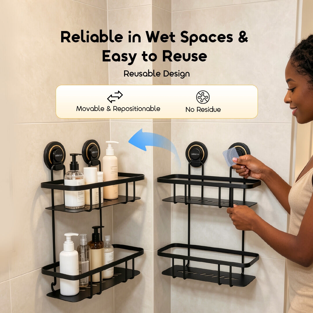 oraimo Double-Layer Storage Basket DuoNest OHES-004 06 Reliable in Wet Spaces & Easy to Reuse Reusable Design Movable & Repositionable No Residue