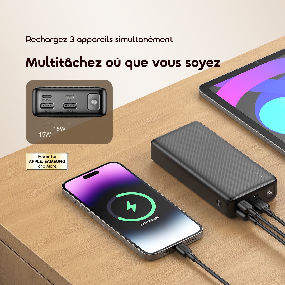 oraimo Batterie Externe 20000mAh Traveler 15 OPB 1201P 8 Multi FR