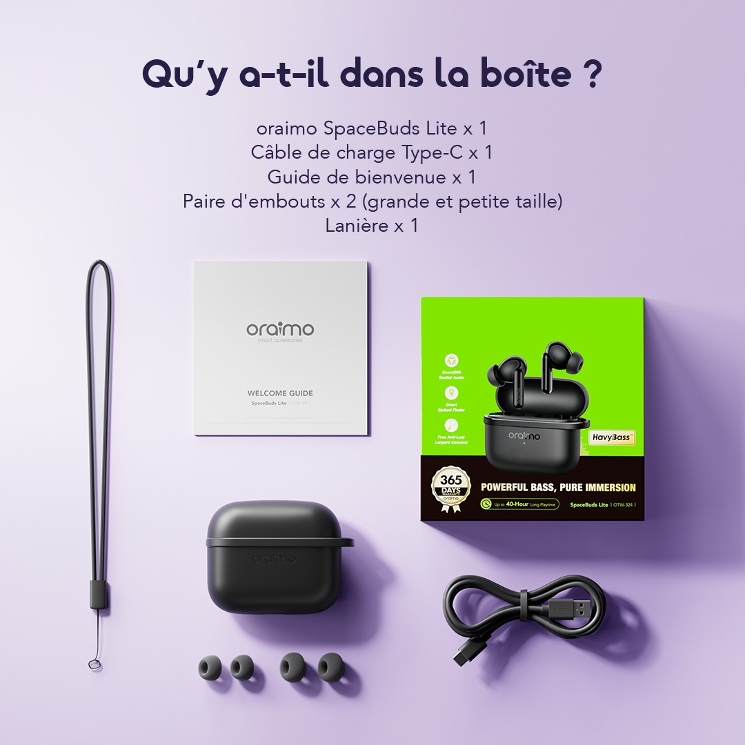 Oraimo True Wireless Earbuds SpaceBuds Lite OTW-324 10 Include