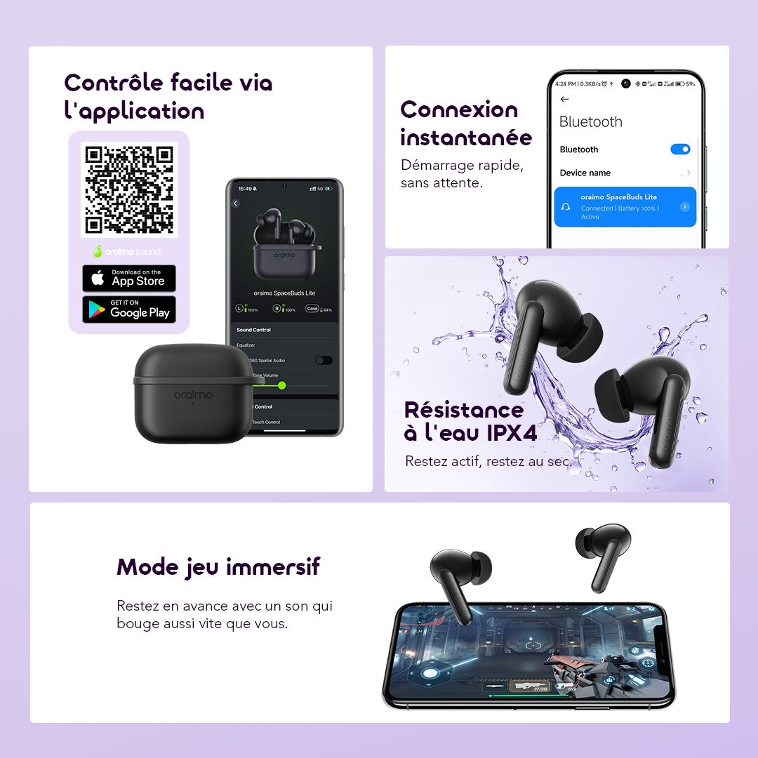 Oraimo True Wireless Earbuds SpaceBuds Lite OTW-324 9 APP Effortless Control