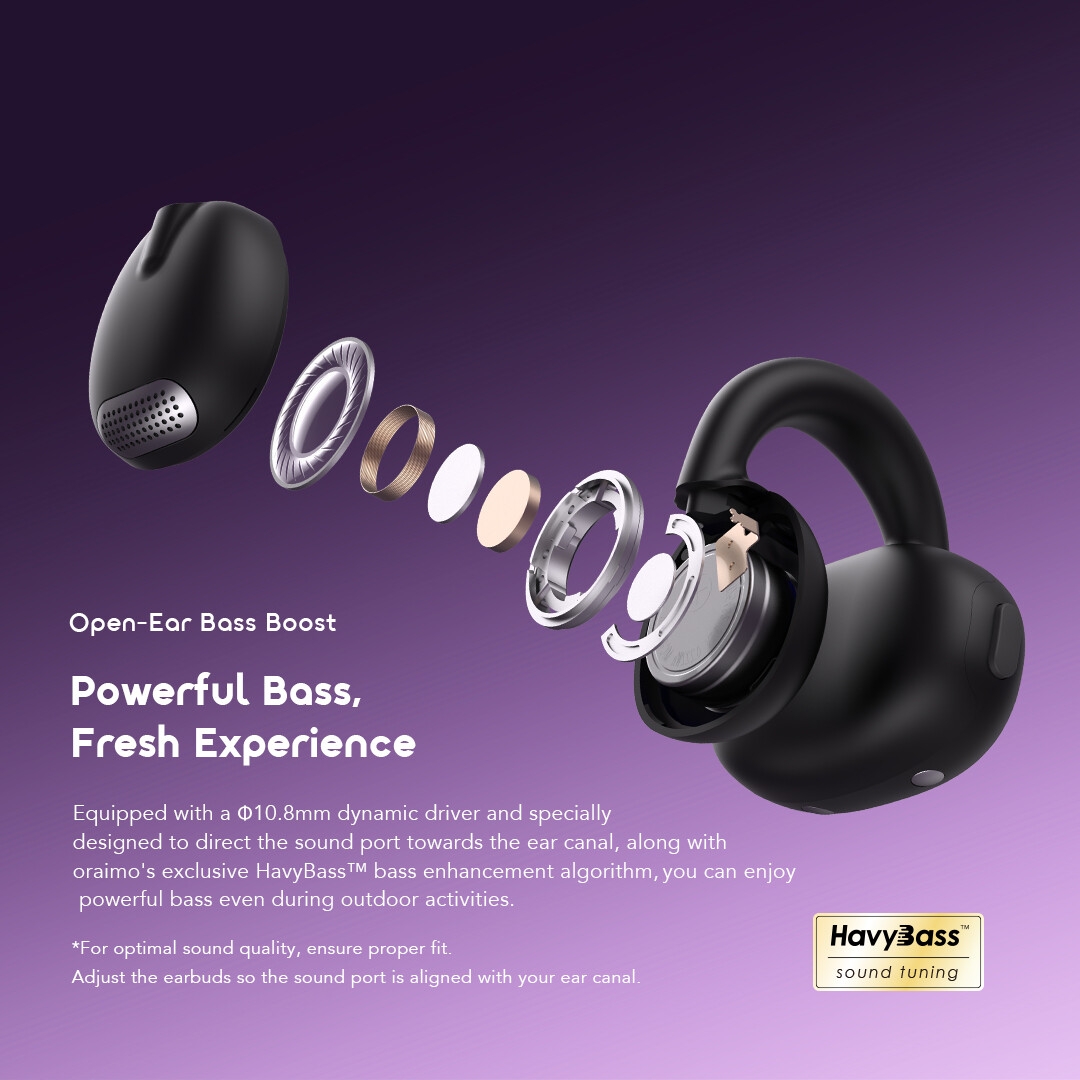 oraimo Casque Open-Ear opensnap-opn-373-5-basses puissantes