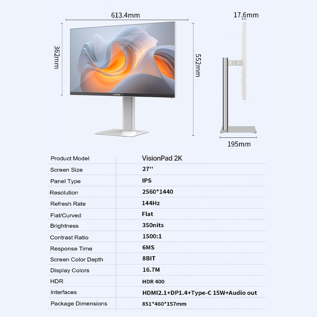 oraimo Monitor VisionPad 2K OF-SD200N 16 specifications