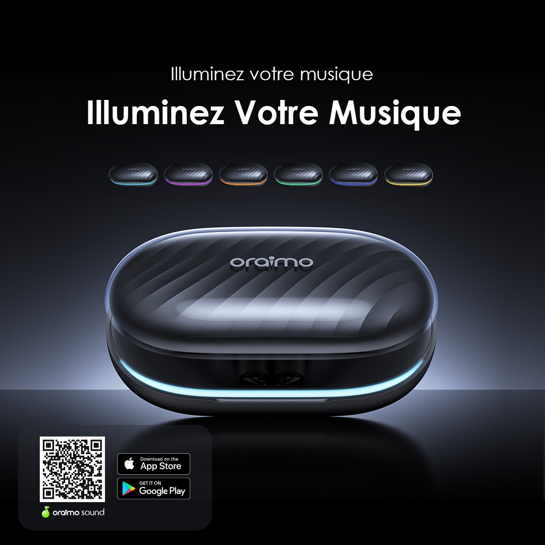 Oraimo Écouteurs Open Ear True Wireless OpenArc OPN 675 Lumineux Personnalisé