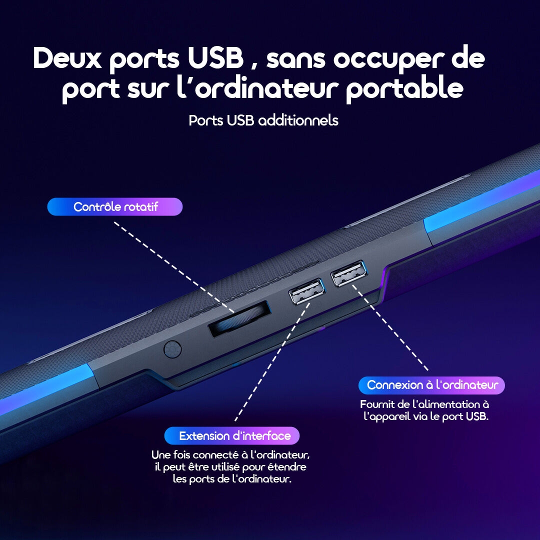 oraimo refroidisseur d'ordinateur portable chilldock osh 009a double ports usb 4