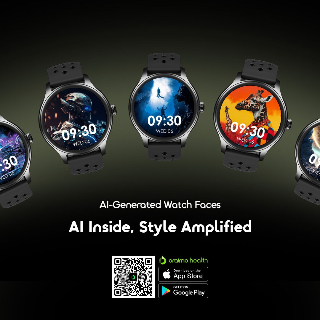 Montre connectée anti-rayures Oraimo 6R OSW-823 haute définition avec 3 cadrans