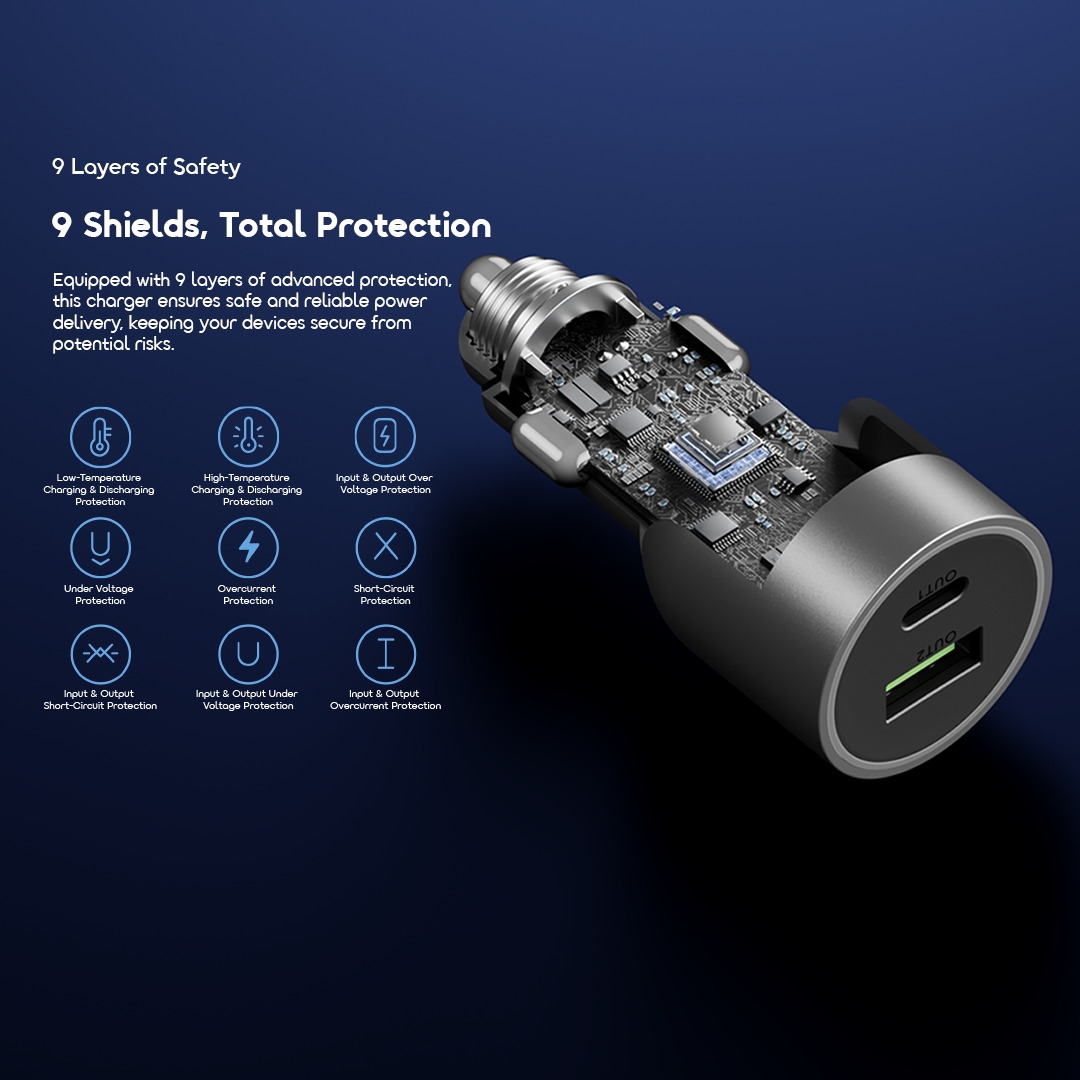 oraimo Car Charger PowerDrive 7691 Pro OCC-7691D 9 shields