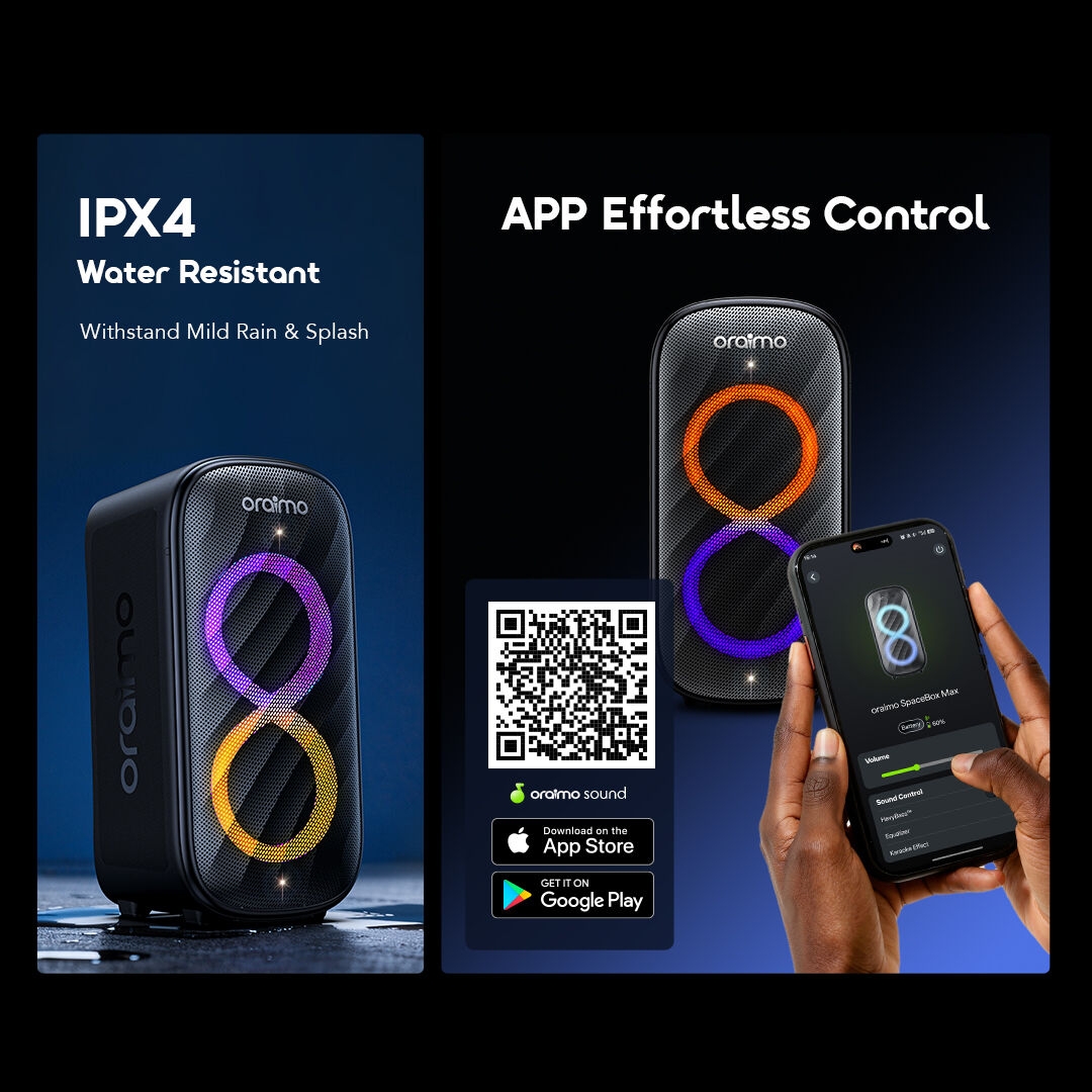 oraimo Wireless Party Speaker SpaceBox Max OBS-982 11 IPX4 Water Resistant & APP Effortless Control