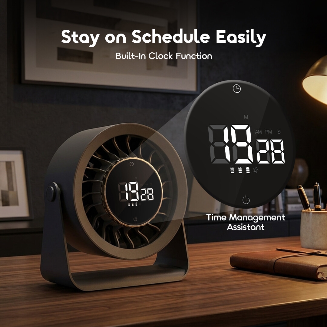oraimo Desktop Fan AirDock ODF-501A 3 Built-In Clock Function