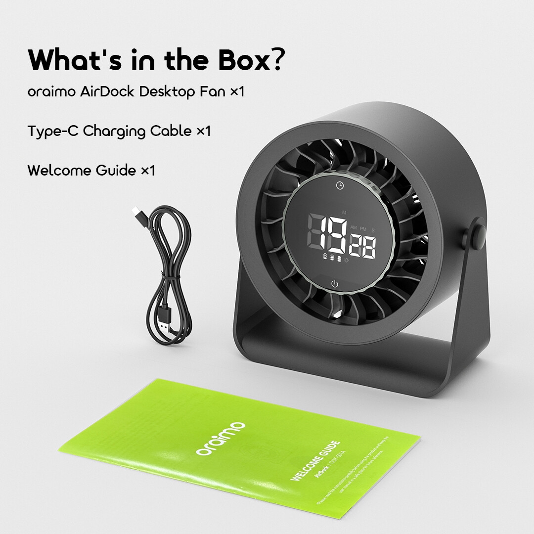 oraimo Desktop Fan AirDock ODF-501A 6 What's in the Box