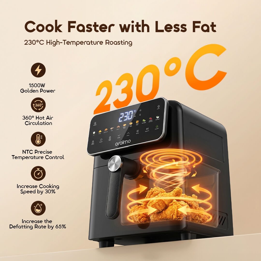 oraimo Air Fryer NutriFry S1 OAF-261A-03 230°C High-Temperature Roasting