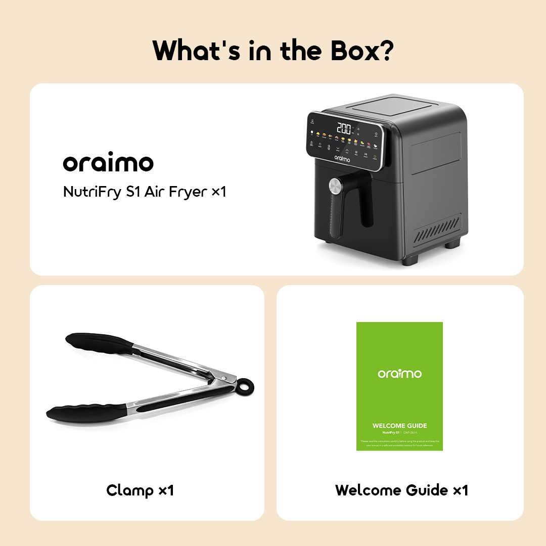oraimo Air Fryer NutriFry S1 OAF-261A-12 What's in the Box