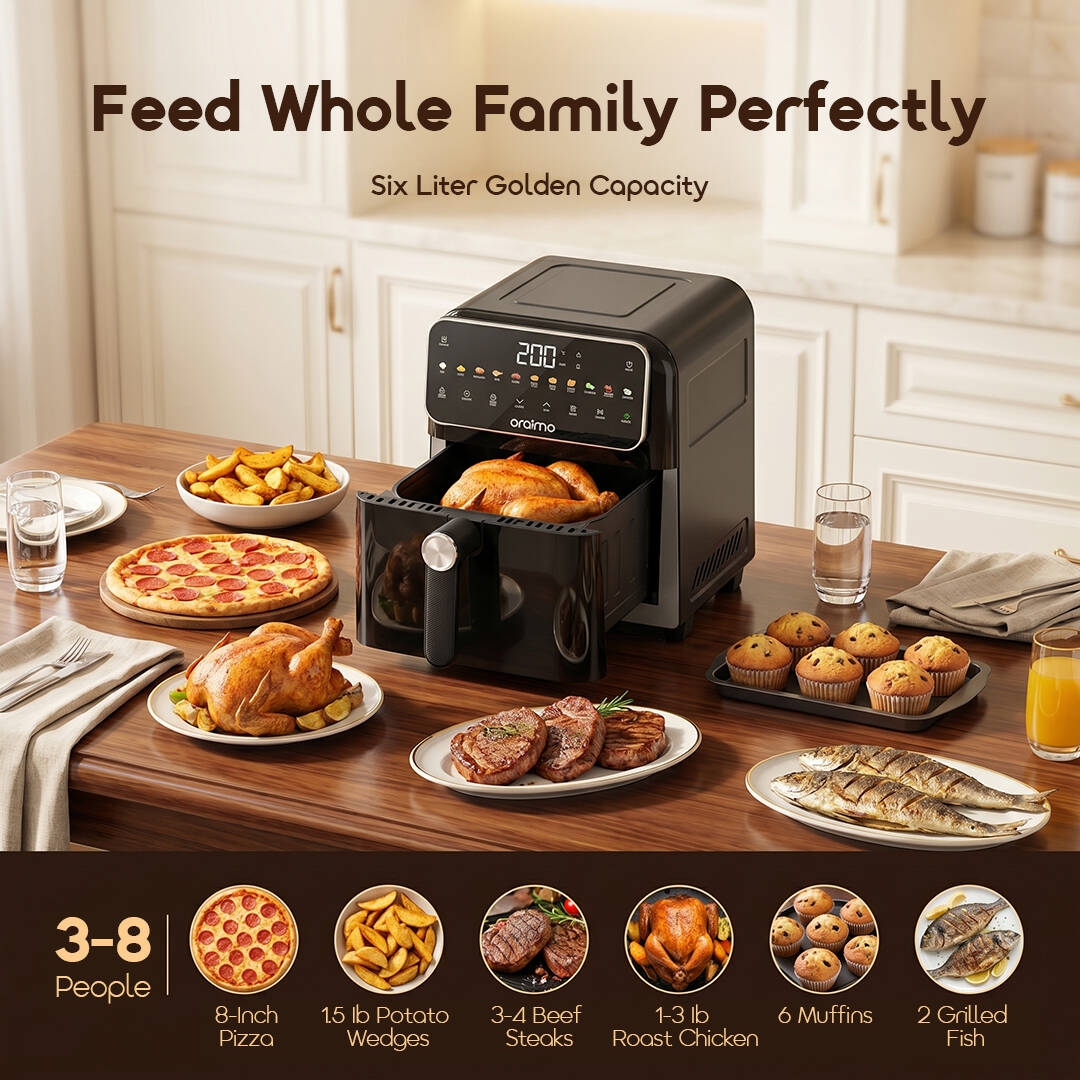 oraimo Air Fryer NutriFry S1 OAF-261A-09 Six Liter Golden Capacity
