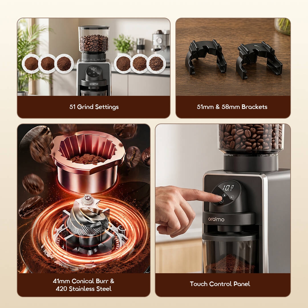 Moulin à café à meules coniques Oraimo BeanGrind Pro OCB-521A 02 : caractéristiques