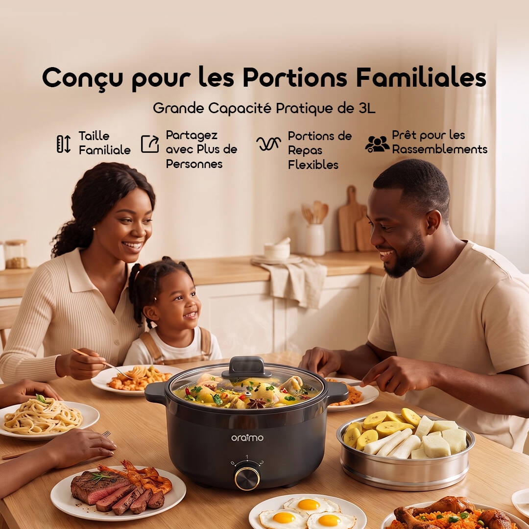 oraimo multi functional electric hotpot multipot OEH-261A 05 concu pour les portions familiales FR