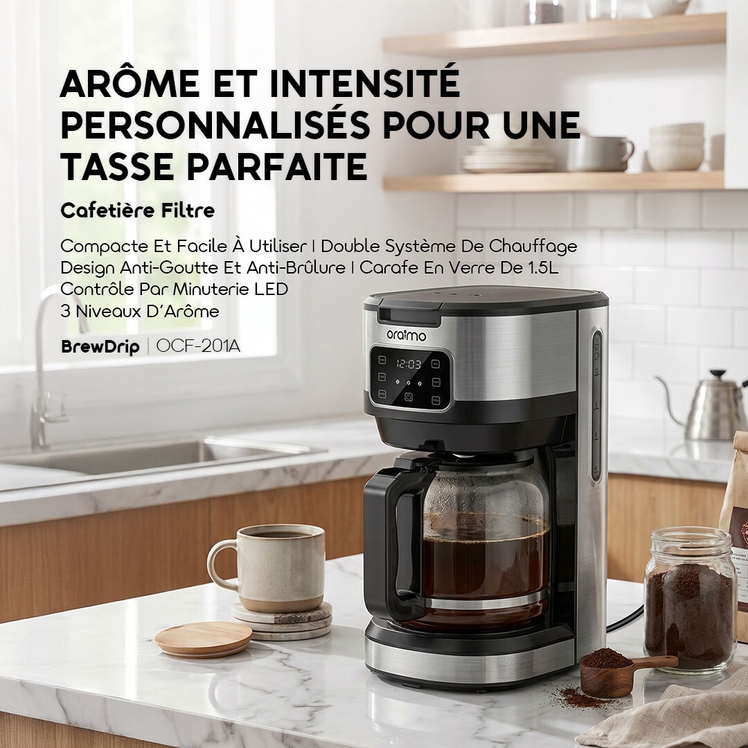 oraimo Drip Coffee Maker BrewDrip OCF-201A 01 Tailored Aroma & Strength For Your Perfect Cup