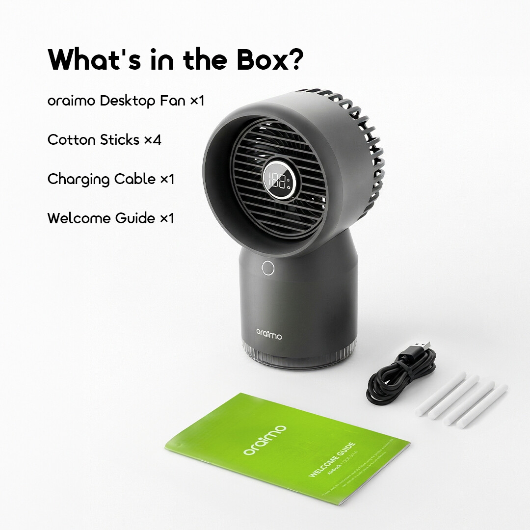 oraimo Desktop Fan Global ODF-502A 7 What's in the Box