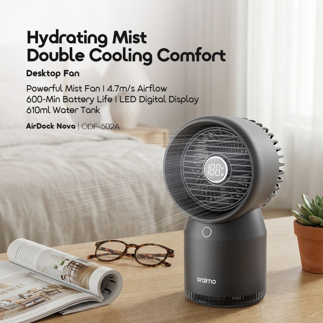 oraimo Desktop Fan Global ODF-502A 1 Hydrating Mist Double Cooling Comfort