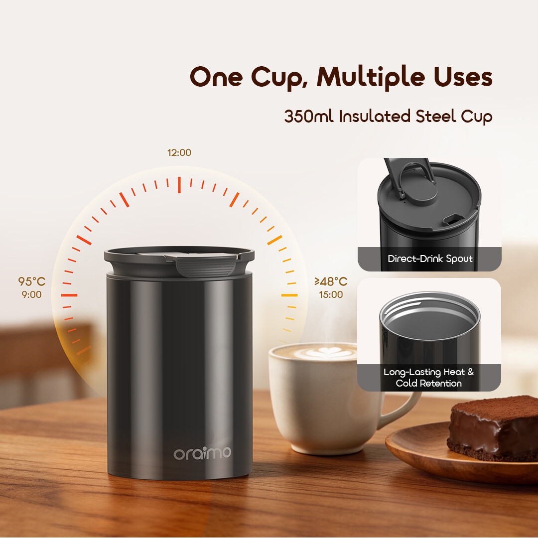 Moulin à Café Portable oraimo BeanGrind OCB-221A 08 Tasse Isotherme en Acier de 350ml