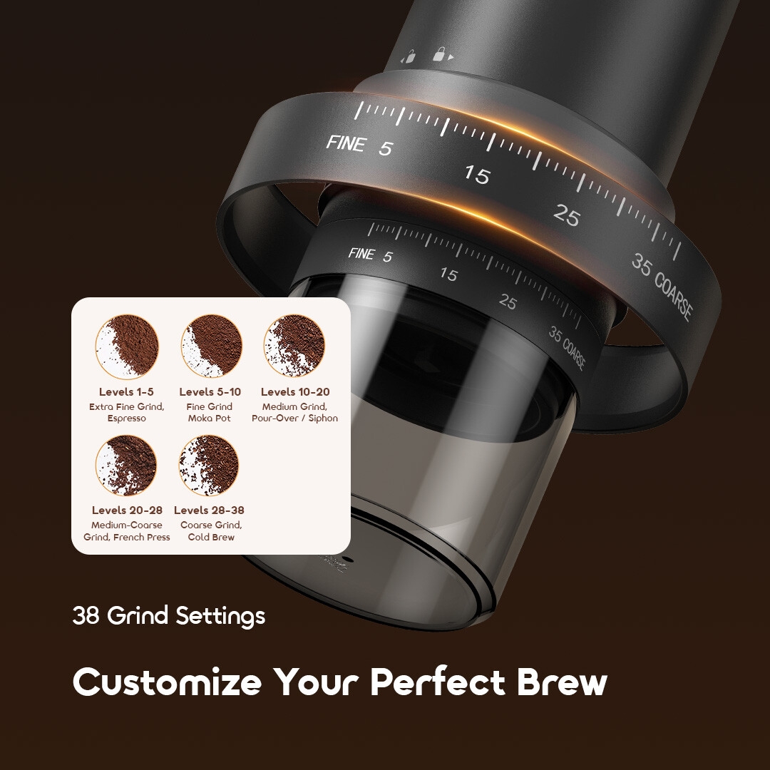 Moulin à Café Portable oraimo BeanGrind OCB-221A 07 38 Réglages de Mouture