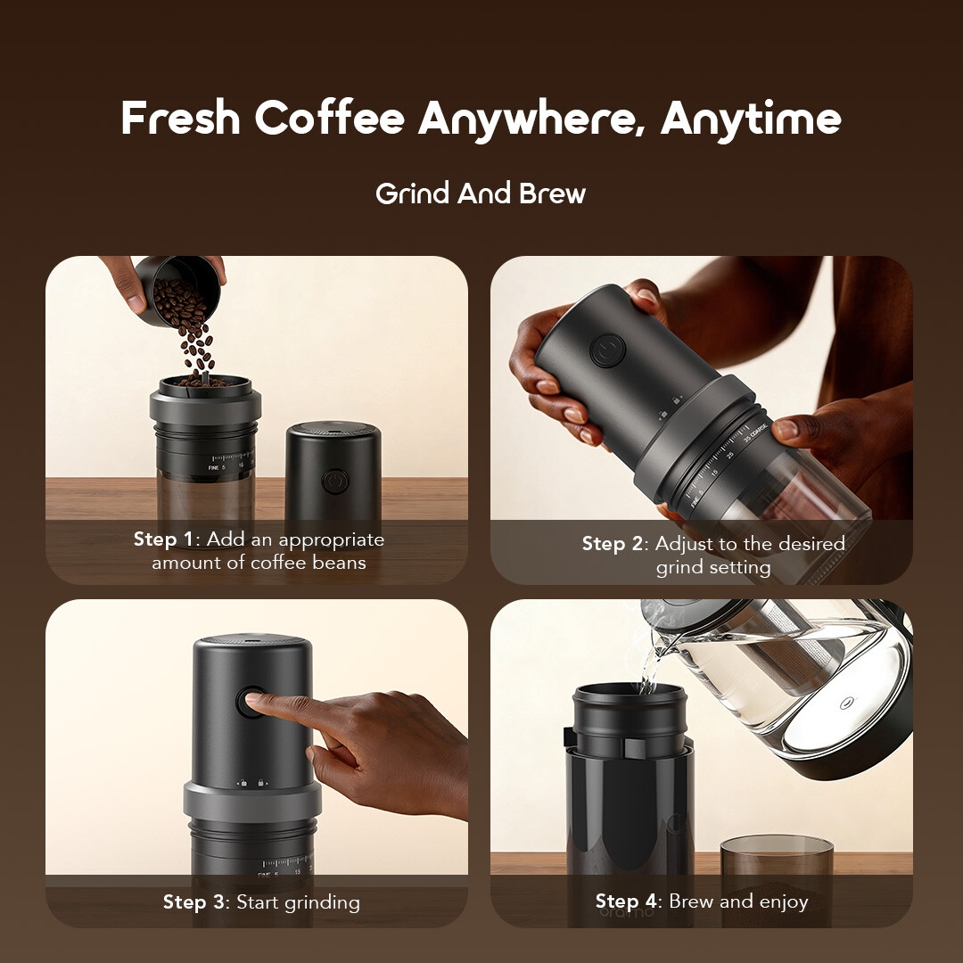 Moulin à Café Portable oraimo BeanGrind OCB-221A 03 Moudre et Infuser
