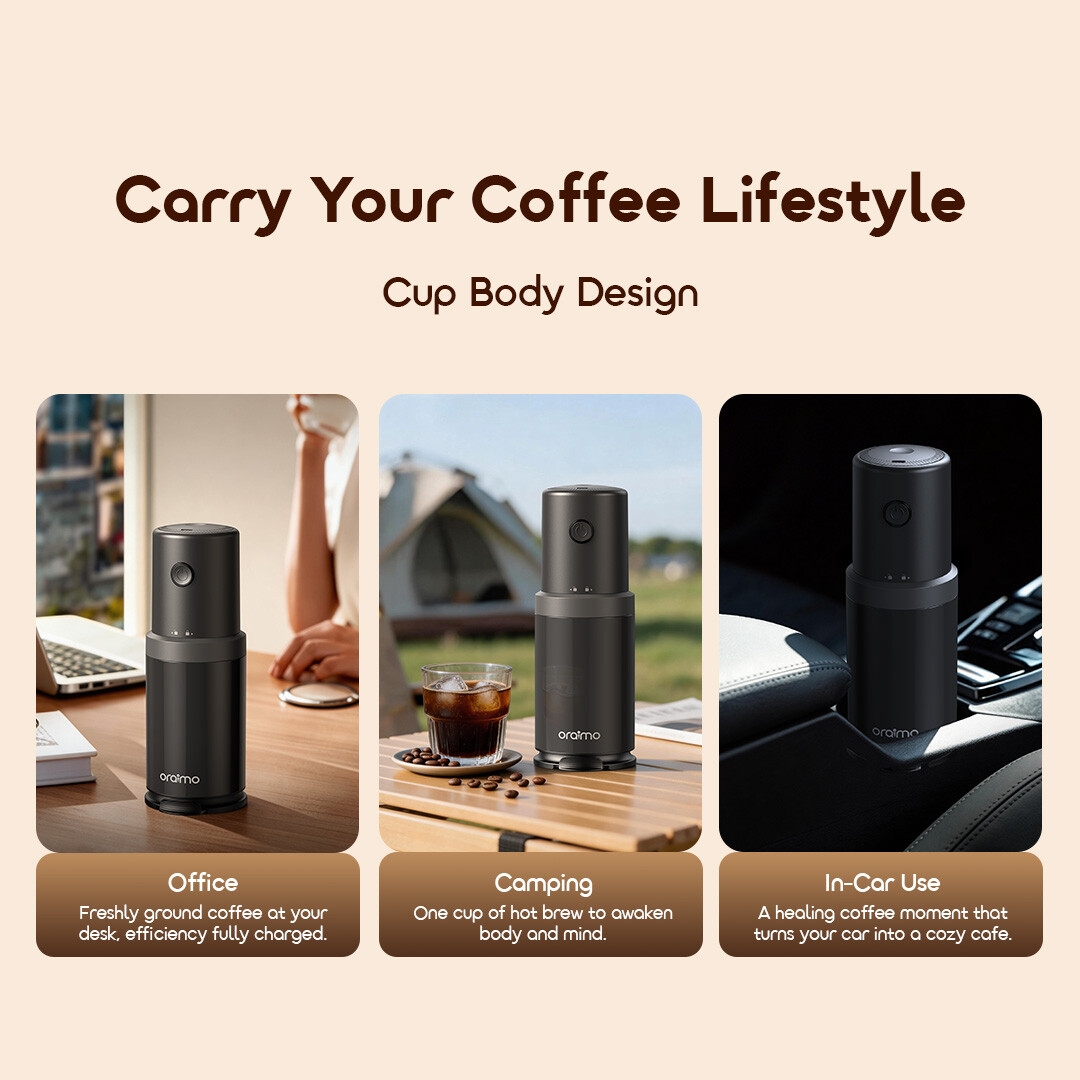 Moulin à Café Portable oraimo BeanGrind OCB-221A 04 Design du Corps de la Tasse