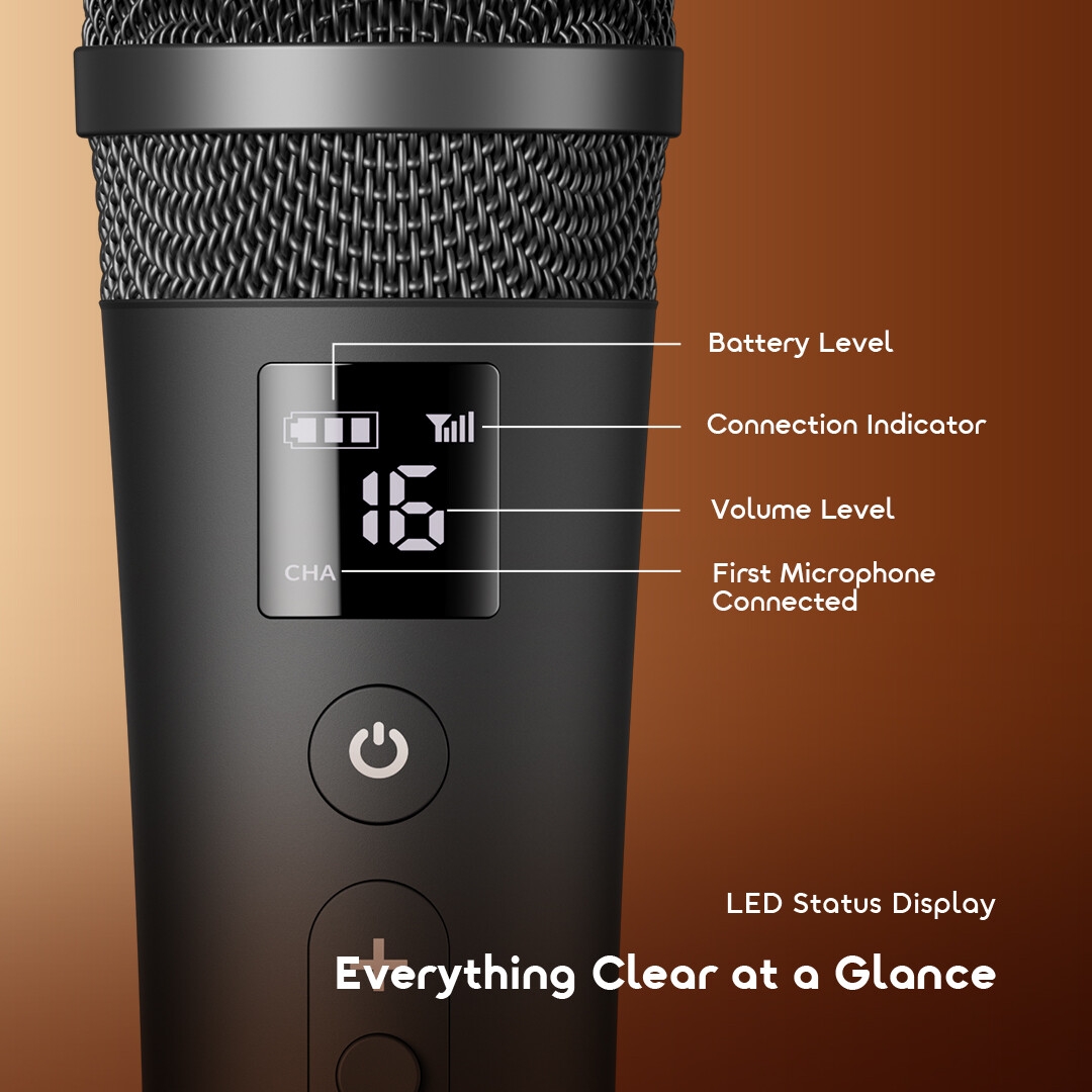 Microphone sans fil oraimo VoxMic OMH-692 avec affichage d'état à 6 LED