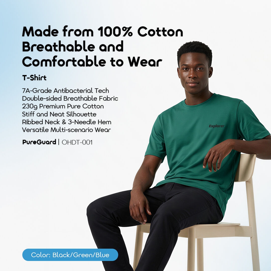 T-shirt oraimo PureGuard OHDT-001 01 Fabriqué en 100 % coton, respirant et confortable à porter