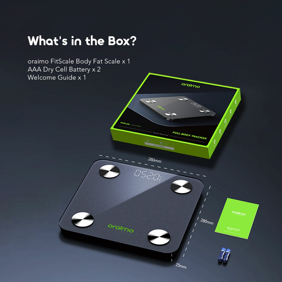 oraimo smart led body fat scale fitscale opc-sc200n in the box 7