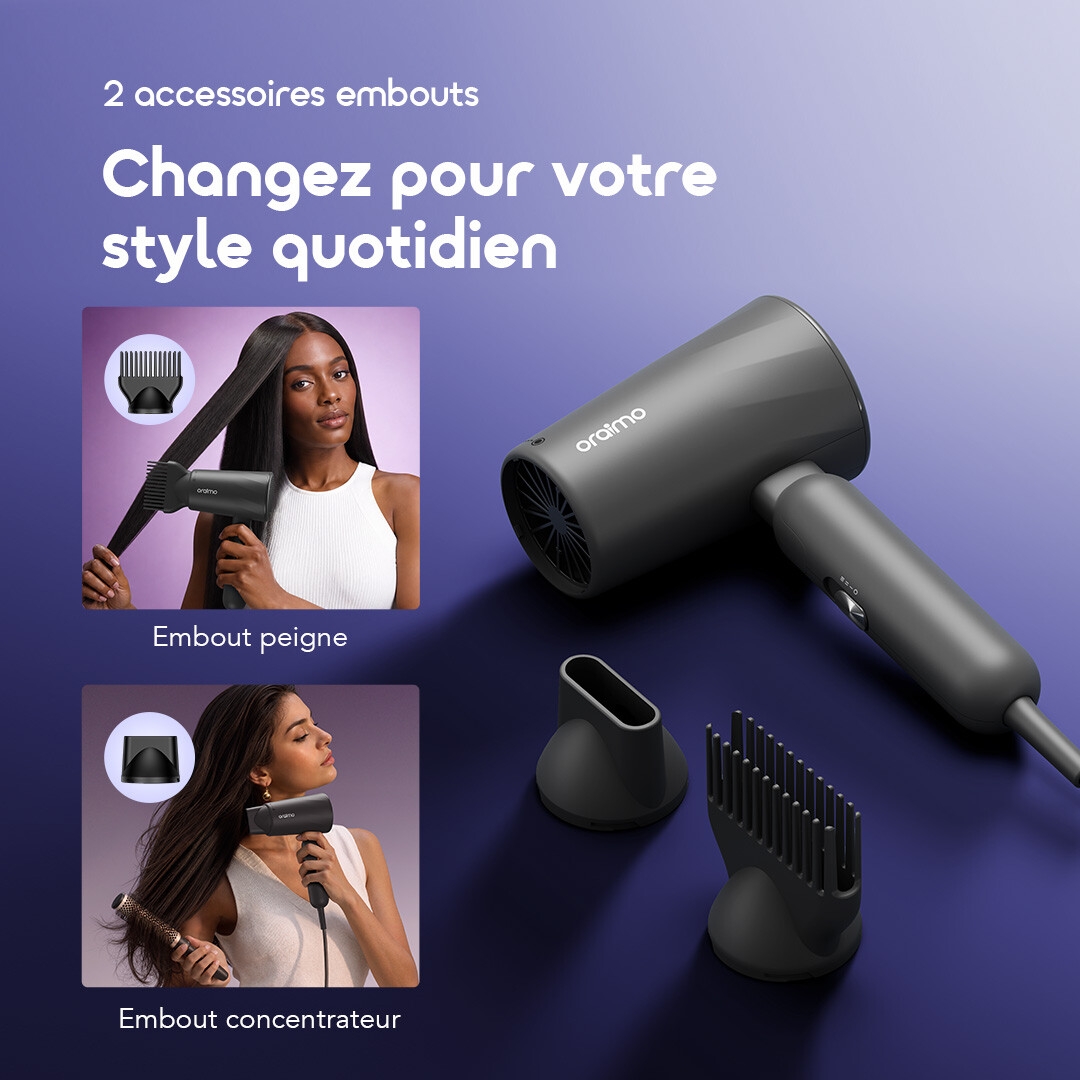 oraimo Hair Dryer SwiftDry 2 OHD 210N 09 2 nozzle accessories FR
