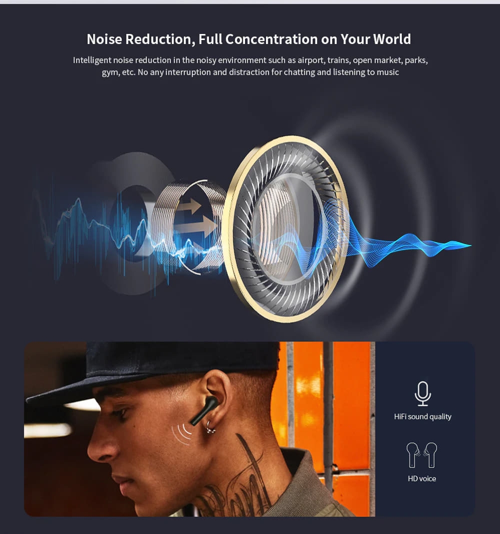 QCY T5 Écouteurs intra-auriculaires sans fil Bluetooth 5.0 Binaural - Noir